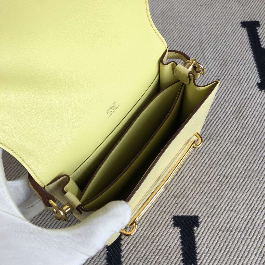 에르메스 룰리스18 옐로우 금장 타조가죽